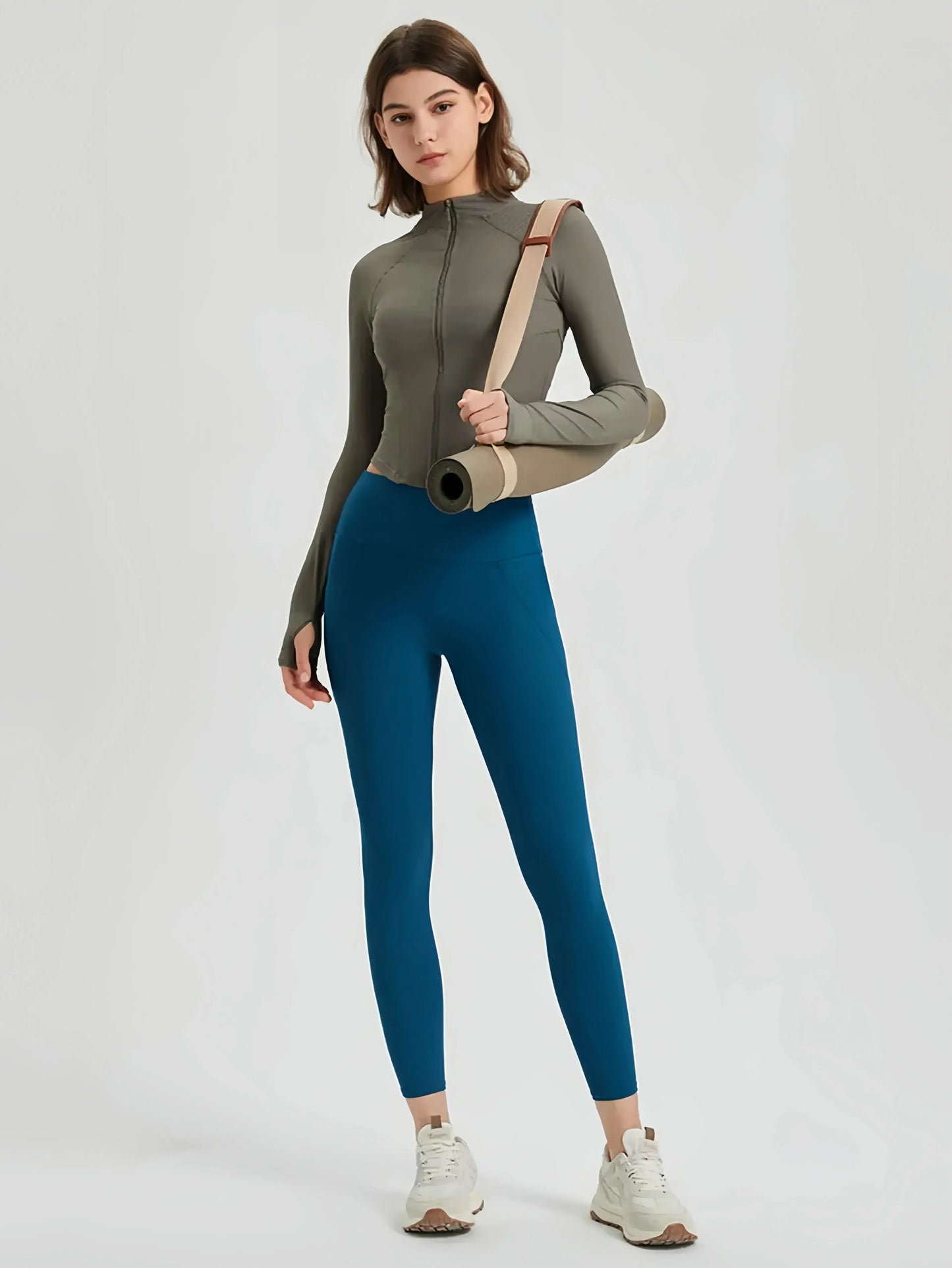 Yoga clothes, women's autumn and winter sports tops, slim fit zipper, casual long sleeved jackets, running and fitness clothes Little Addiction