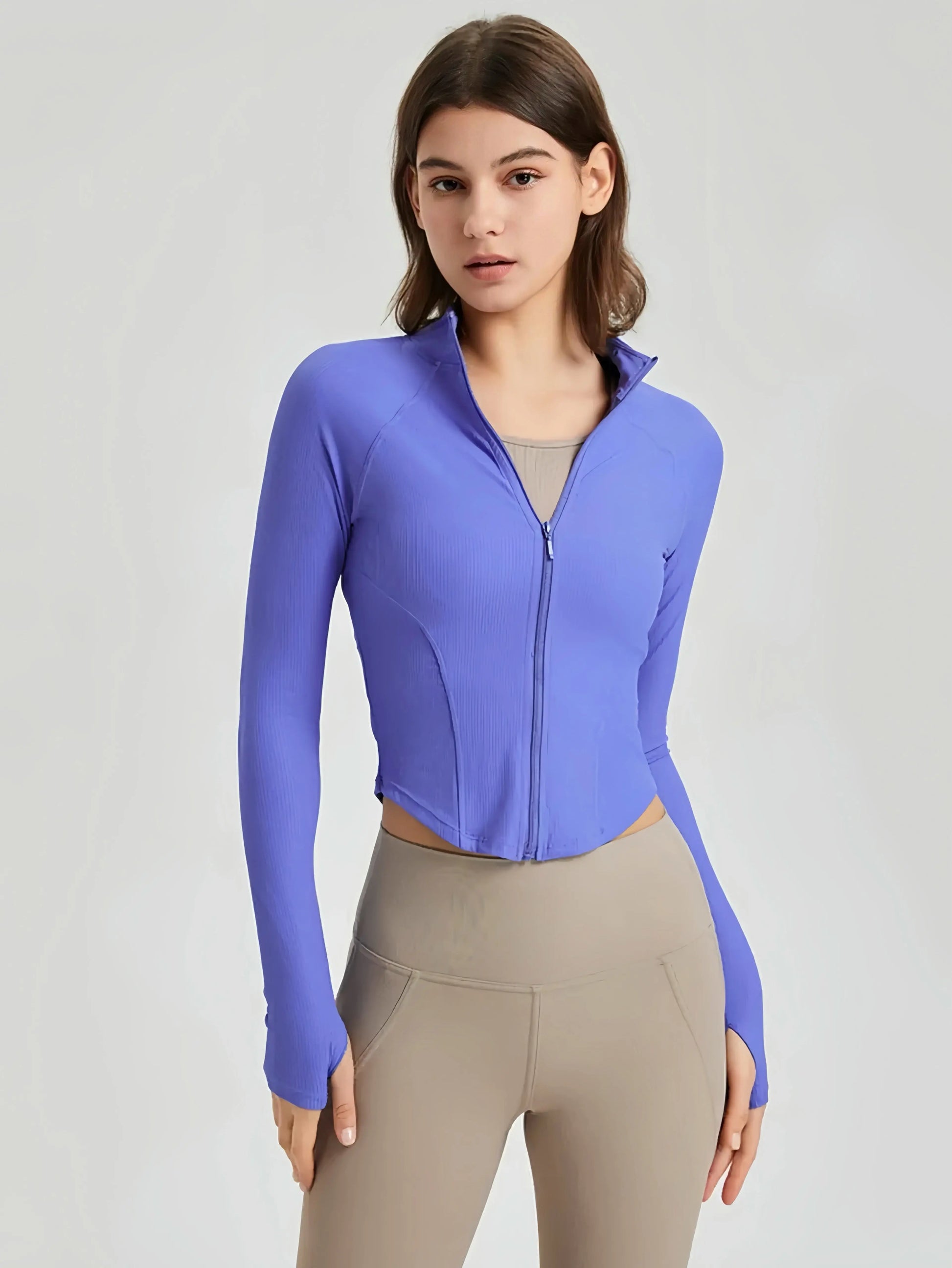 Yoga clothes, women's autumn and winter sports tops, slim fit zipper, casual long sleeved jackets, running and fitness clothes Little Addiction
