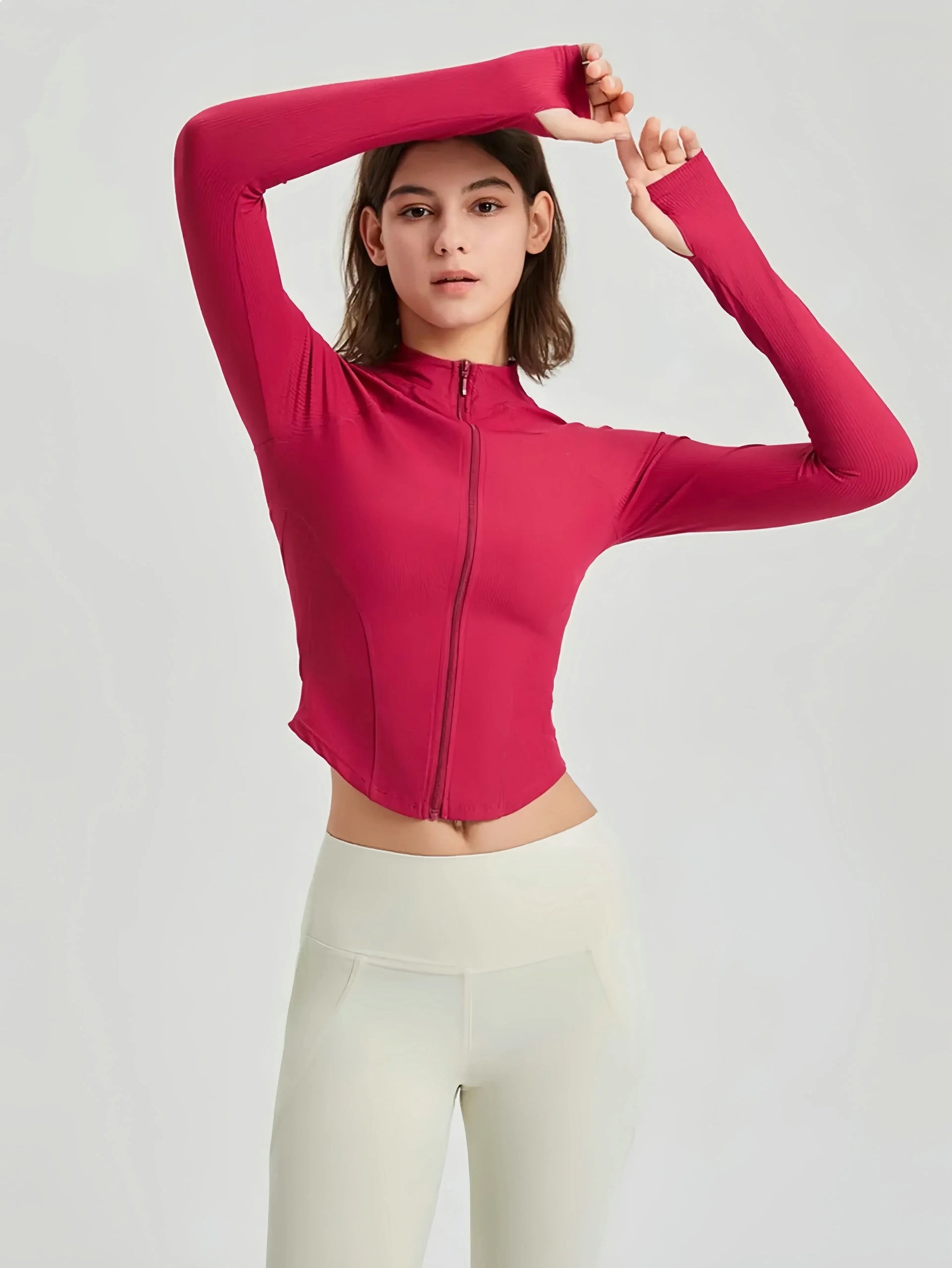 Yoga clothes, women's autumn and winter sports tops, slim fit zipper, casual long sleeved jackets, running and fitness clothes Little Addiction