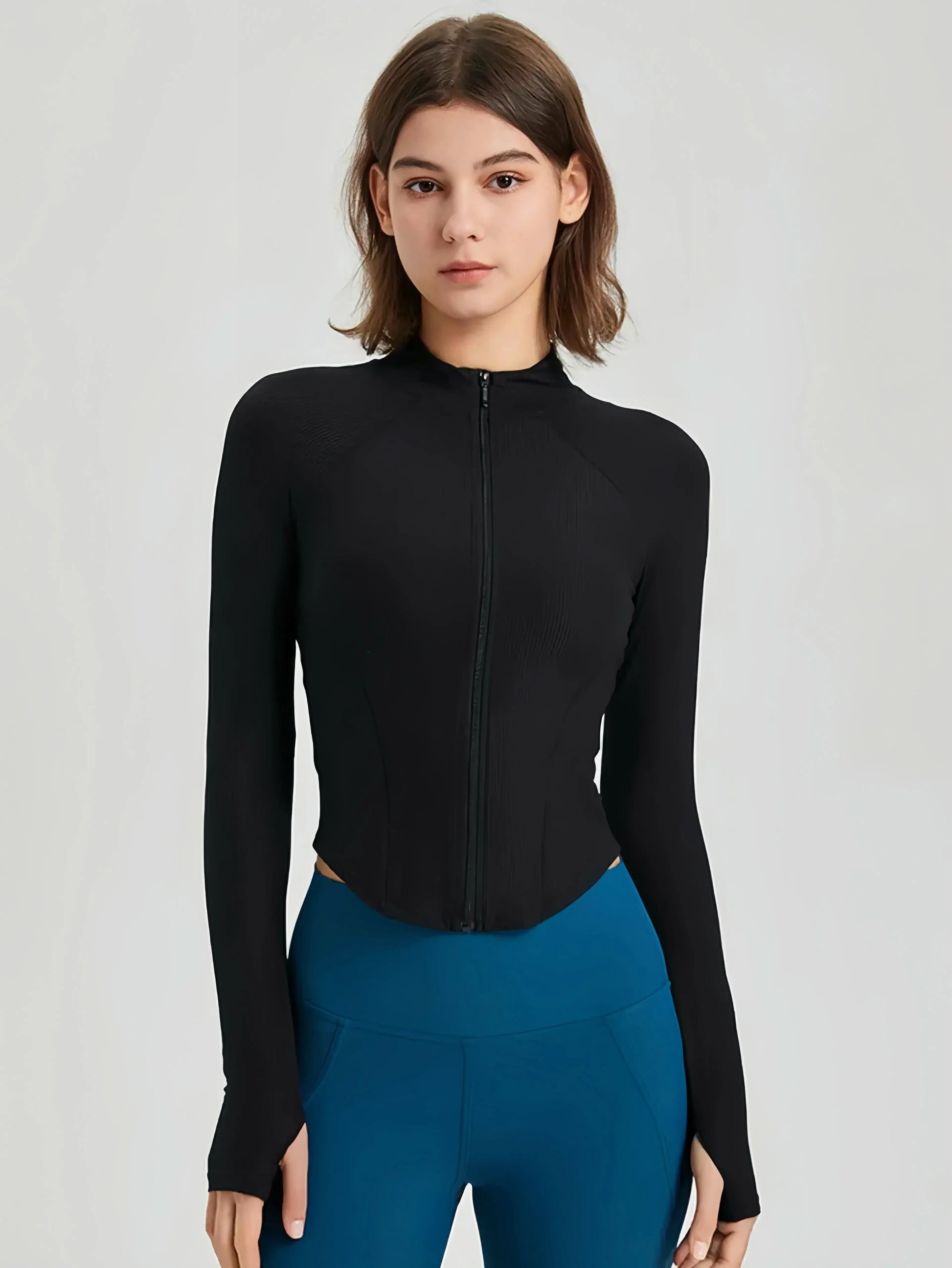 Yoga clothes, women's autumn and winter sports tops, slim fit zipper, casual long sleeved jackets, running and fitness clothes Little Addiction