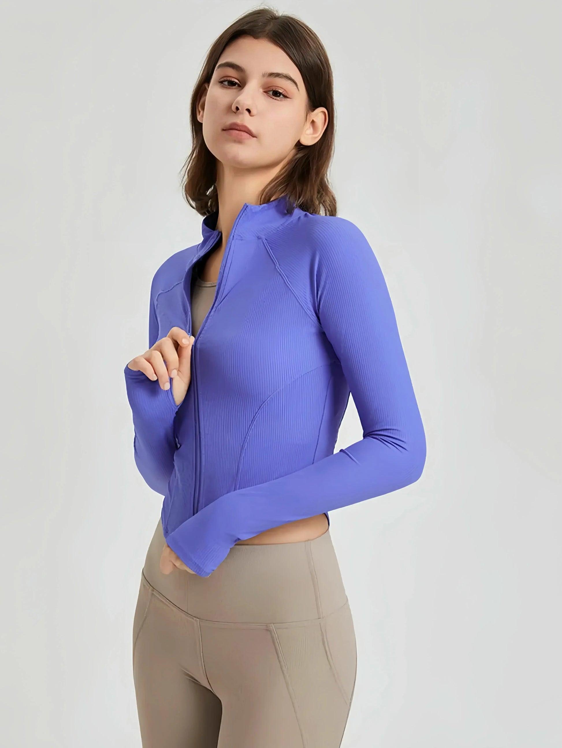 Yoga clothes, women's autumn and winter sports tops, slim fit zipper, casual long sleeved jackets, running and fitness clothes Little Addiction