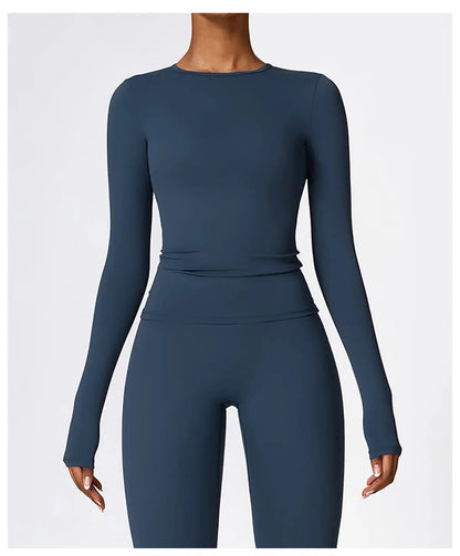 NCLAGEN Yoga Shirts For Women Long Sleeve Winter Fitness Running Gym Clothes Workout Dry Fit Breathable High Elastic Sports Top Little Addiction