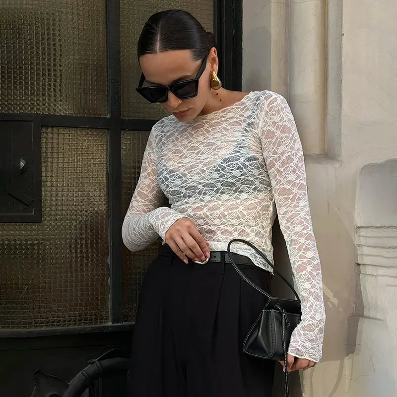 Lace Elegant Long Sleeve Top Little Addiction