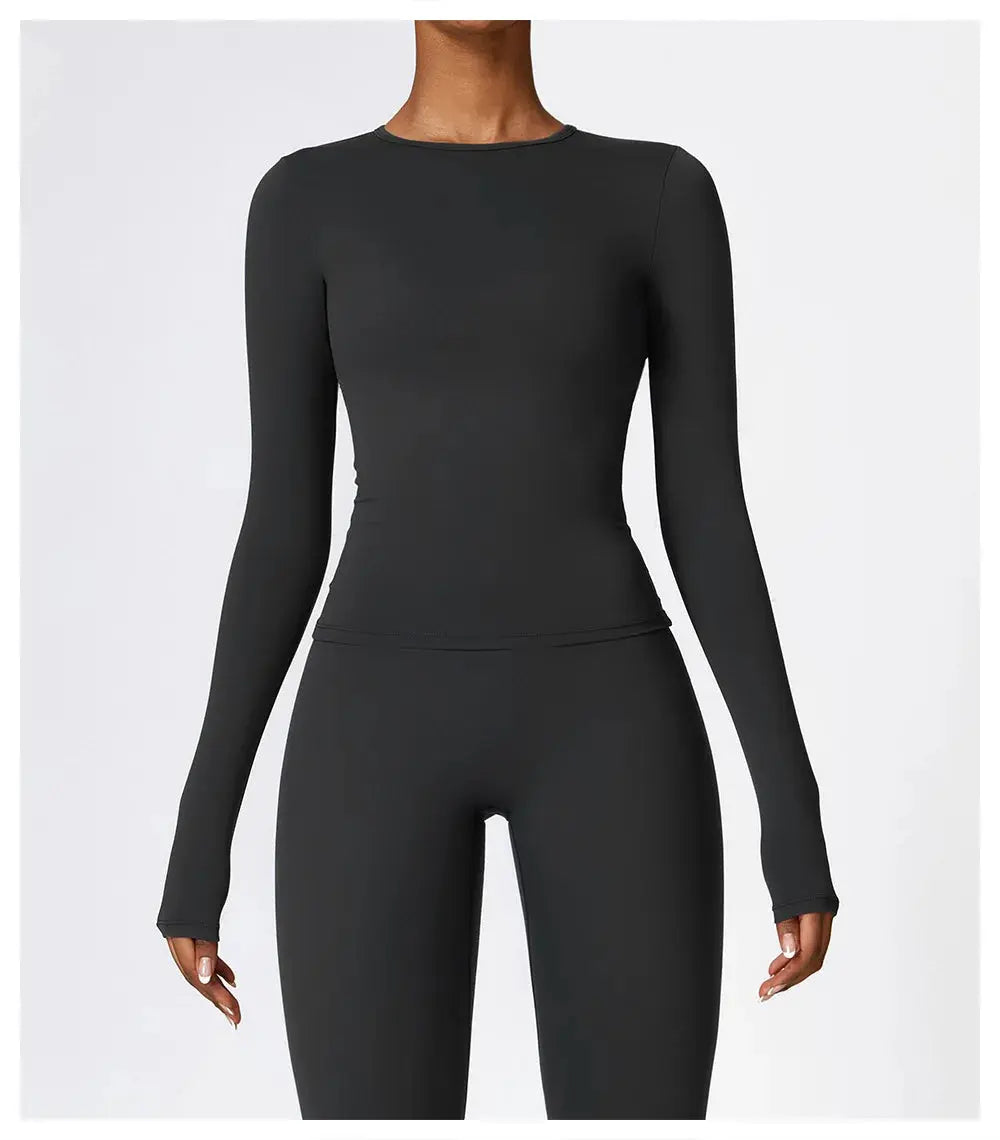 NCLAGEN Yoga Shirts For Women Long Sleeve Winter Fitness Running Gym Clothes Workout Dry Fit Breathable High Elastic Sports Top Little Addiction
