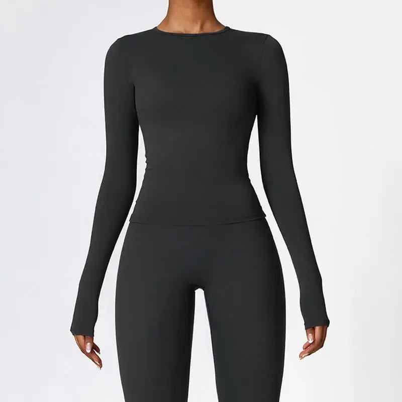 NCLAGEN Yoga Shirts For Women Long Sleeve Winter Fitness Running Gym Clothes Workout Dry Fit Breathable High Elastic Sports Top Little Addiction