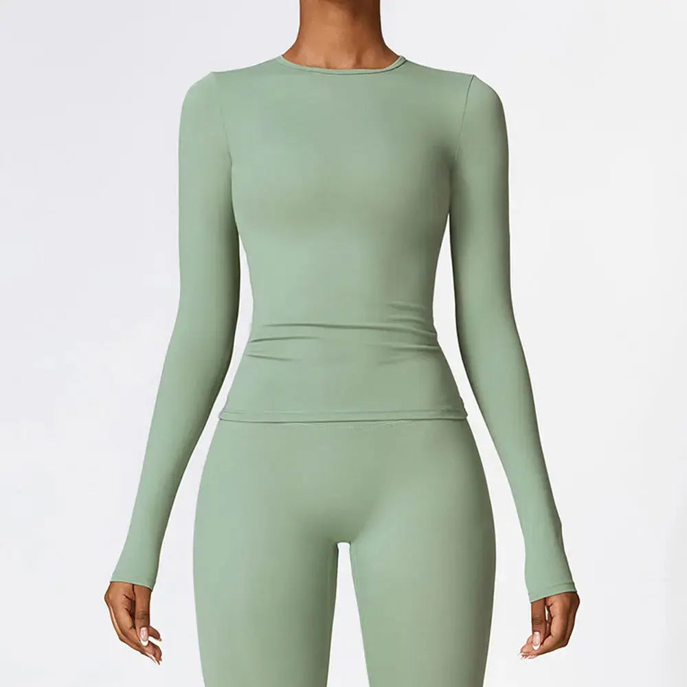 NCLAGEN Yoga Shirts For Women Long Sleeve Winter Fitness Running Gym Clothes Workout Dry Fit Breathable High Elastic Sports Top Little Addiction