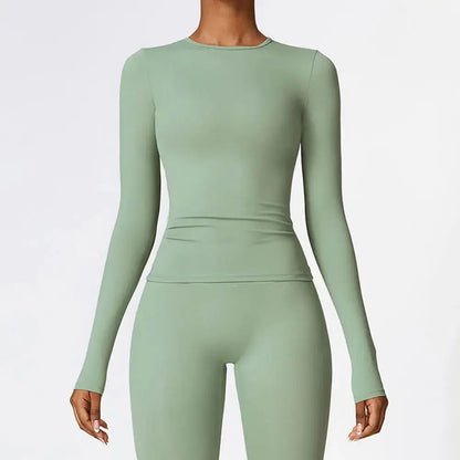 NCLAGEN Yoga Shirts For Women Long Sleeve Winter Fitness Running Gym Clothes Workout Dry Fit Breathable High Elastic Sports Top Little Addiction