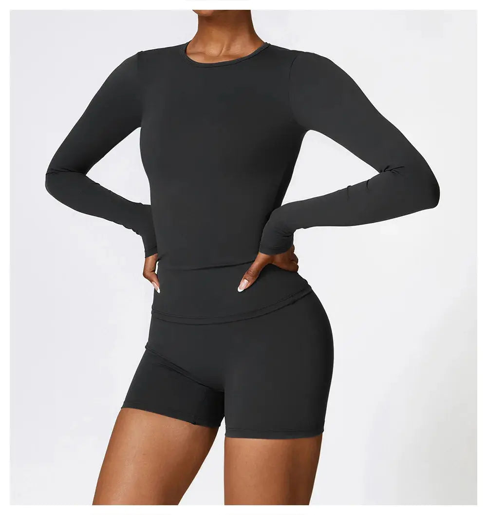 NCLAGEN Yoga Shirts For Women Long Sleeve Winter Fitness Running Gym Clothes Workout Dry Fit Breathable High Elastic Sports Top Little Addiction