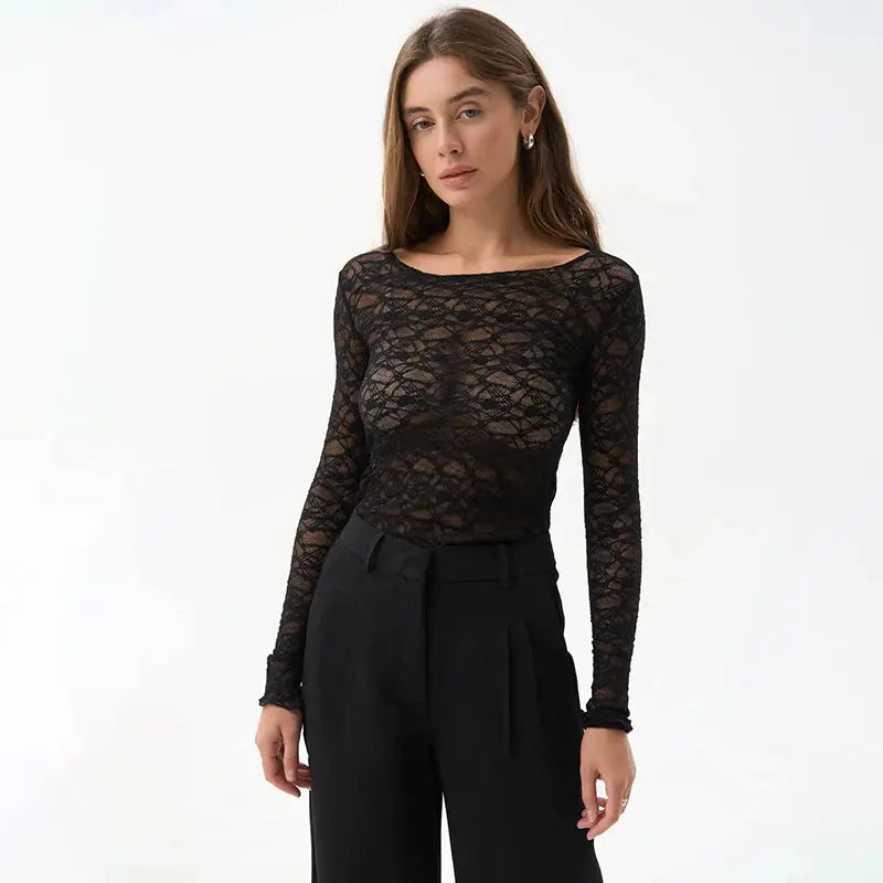 Lace Elegant Long Sleeve Top Little Addiction
