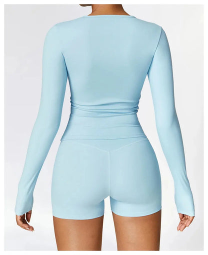 NCLAGEN Yoga Shirts For Women Long Sleeve Winter Fitness Running Gym Clothes Workout Dry Fit Breathable High Elastic Sports Top Little Addiction