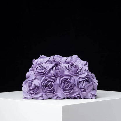 Elegant rose clutch bag, Wedding party dinner bag, Women's clip bag, perfect gift for women (random pattern) Little Addiction
