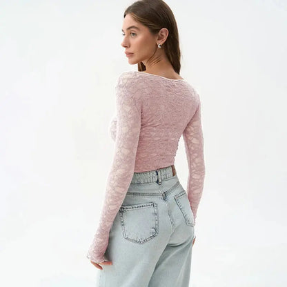 Lace Elegant Long Sleeve Top Little Addiction