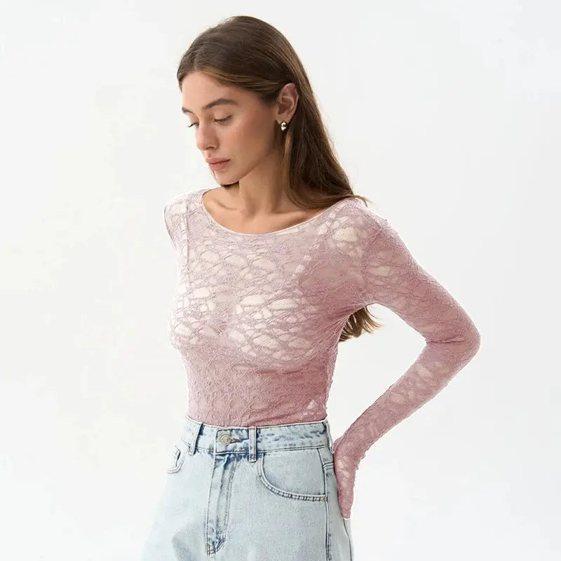 Lace Elegant Long Sleeve Top Little Addiction