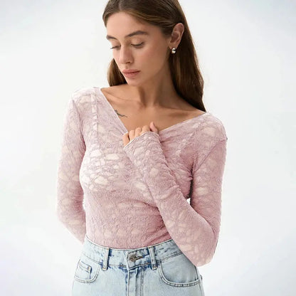 Lace Elegant Long Sleeve Top Little Addiction