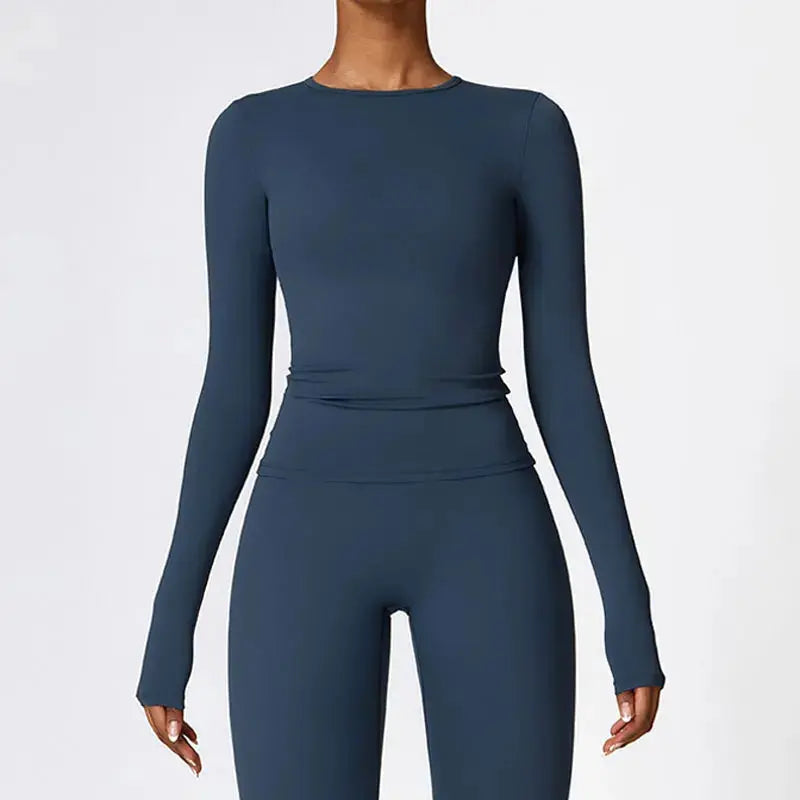 NCLAGEN Yoga Shirts For Women Long Sleeve Winter Fitness Running Gym Clothes Workout Dry Fit Breathable High Elastic Sports Top Little Addiction