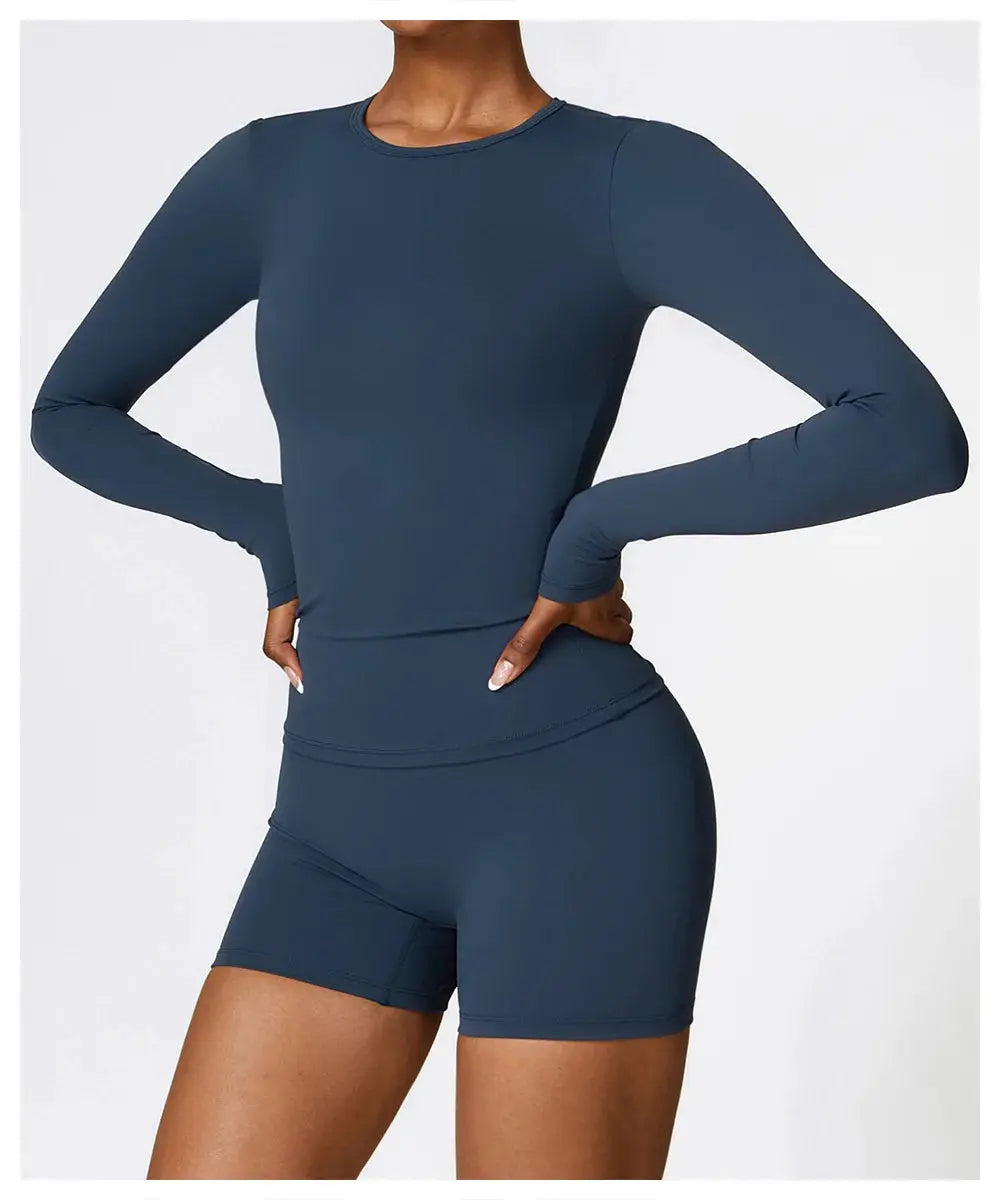 NCLAGEN Yoga Shirts For Women Long Sleeve Winter Fitness Running Gym Clothes Workout Dry Fit Breathable High Elastic Sports Top Little Addiction