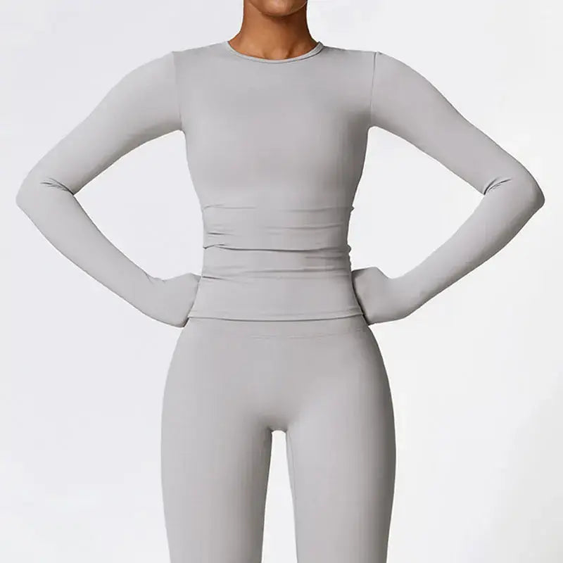 NCLAGEN Yoga Shirts For Women Long Sleeve Winter Fitness Running Gym Clothes Workout Dry Fit Breathable High Elastic Sports Top Little Addiction