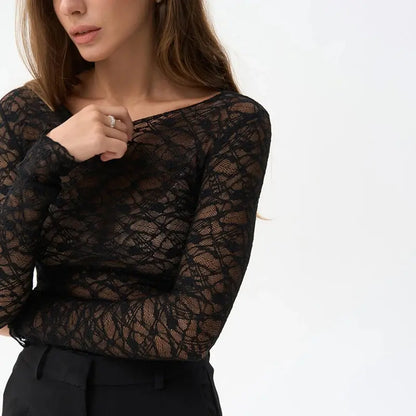 Lace Elegant Long Sleeve Top Little Addiction