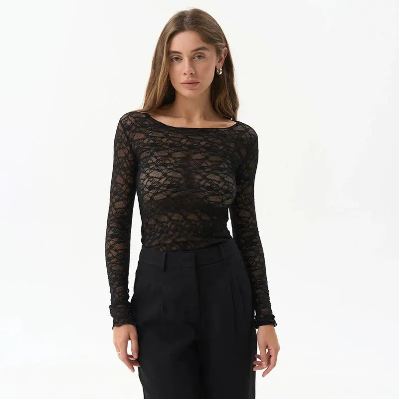 Lace Elegant Long Sleeve Top Little Addiction