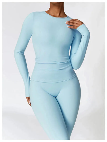 NCLAGEN Yoga Shirts For Women Long Sleeve Winter Fitness Running Gym Clothes Workout Dry Fit Breathable High Elastic Sports Top Little Addiction